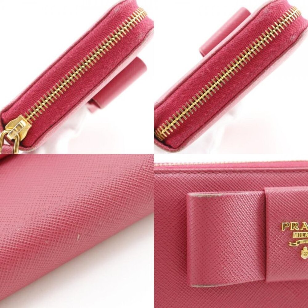 Prada Ribbon 1 Ml506 Saffiano Peonia Pink Long Wallet - Picture 9 of 10